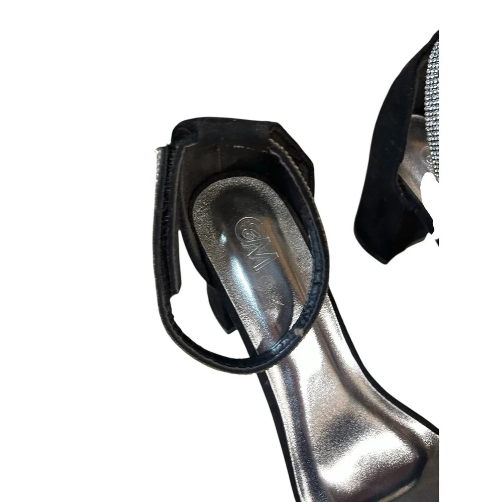 Chelsea‎ Moreland Black Rhinestone Heels Size 9M Strappy Dress Shoes Elegant